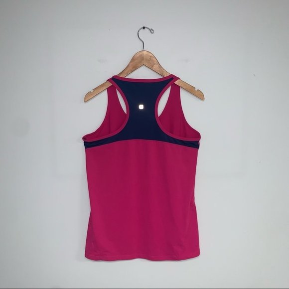 Fabletics Tank‎ Top Size Large  10 US Pink Magenta Navy Mesh Flowy Racerback - Picture 4 of 6